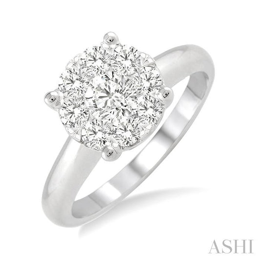 ASHI Round Shape Lovebright Essential Diamond Engagement Ring 13242PPFGWG