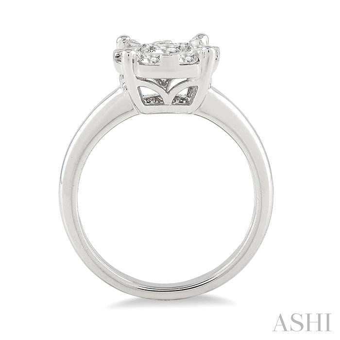 ASHI Round Shape Lovebright Essential Diamond Engagement Ring 13242PPFGWG