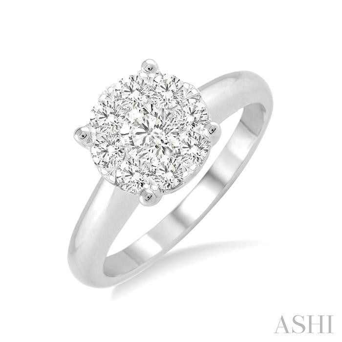 ASHI Round Shape Lovebright Essential Diamond Engagement Ring 13246PPFGWG