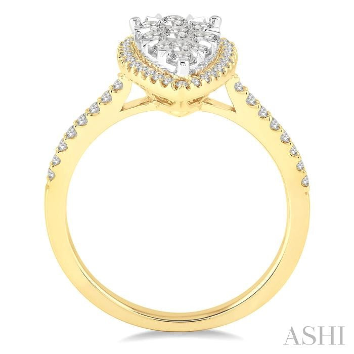 ASHI Pear Shape Halo Lovebright Essential Diamond Engagement Ring 13252PPFVYW