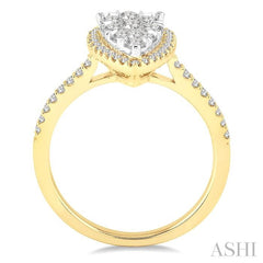 ASHI Pear Shape Halo Lovebright Essential Diamond Engagement Ring 13252PPFVYW