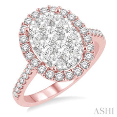 ASHI Oval Shape Halo Lovebright Essential Diamond Engagement Ring 13270PPFVPW-1.50