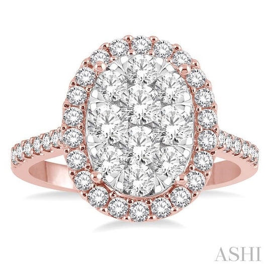 ASHI Oval Shape Halo Lovebright Essential Diamond Engagement Ring 13270PPFVPW-1.50