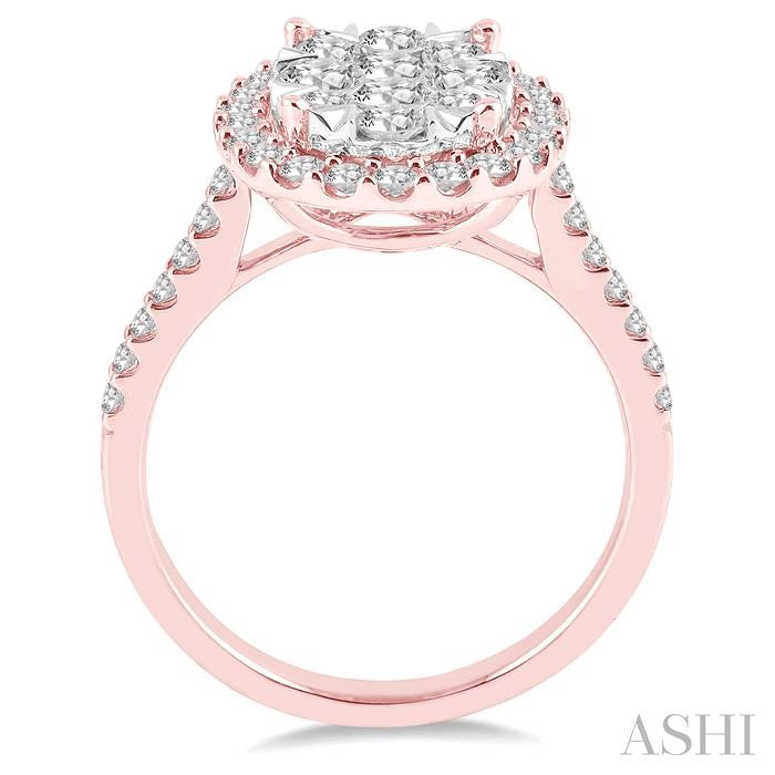 ASHI Oval Shape Halo Lovebright Essential Diamond Engagement Ring 13270PPFVPW-1.50