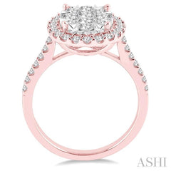 ASHI Oval Shape Halo Lovebright Essential Diamond Engagement Ring 13270PPFVPW-1.50