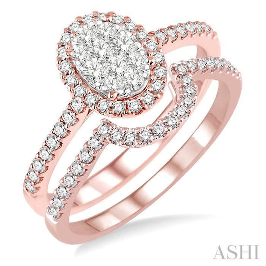 ASHI Oval Shape Halo Lovebright Diamond Wedding Set 13272PPFVPW-WS