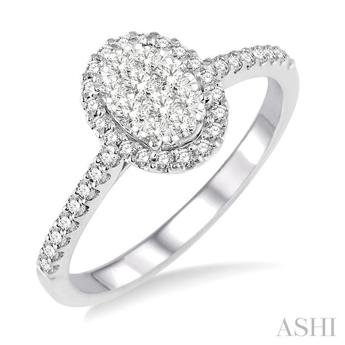 ASHI Oval Shape Halo Lovebright Essential Diamond Engagement Ring 13273PPFVWG