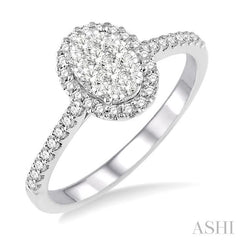 ASHI Oval Shape Halo Lovebright Essential Diamond Engagement Ring 13273PPFVWG