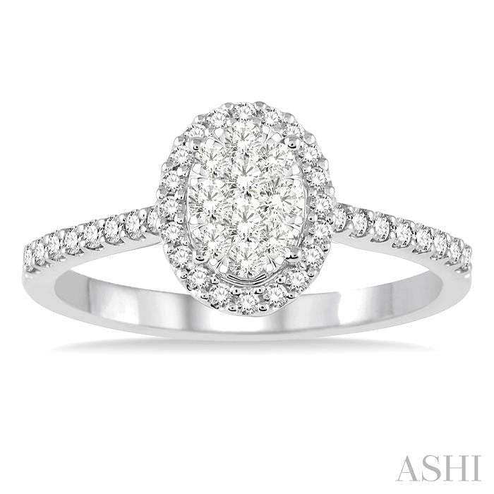 ASHI Oval Shape Halo Lovebright Essential Diamond Engagement Ring 13273PPFVWG