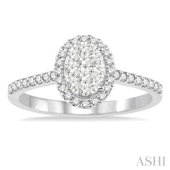 ASHI Oval Shape Halo Lovebright Essential Diamond Engagement Ring 13273PPFVWG