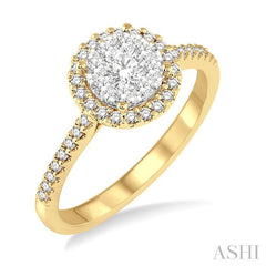 ASHI Round Shape Halo Lovebright Essential Diamond Engagement Ring 13293PPFGYW