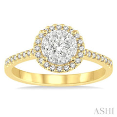 ASHI Round Shape Halo Lovebright Essential Diamond Engagement Ring 13293PPFGYW