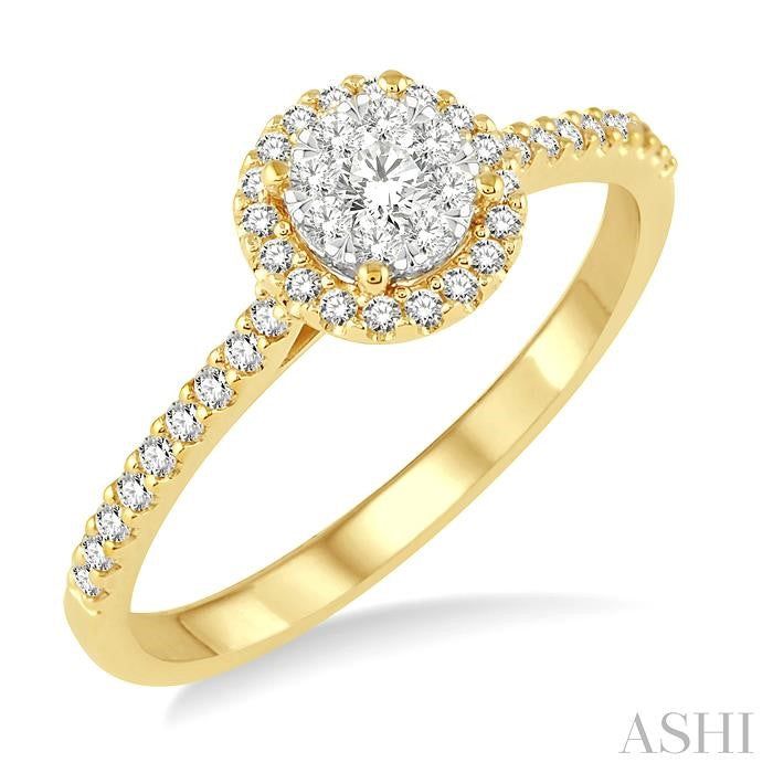 ASHI Round Shape Halo Lovebright Essential Diamond Engagement Ring 13295PPFGYW