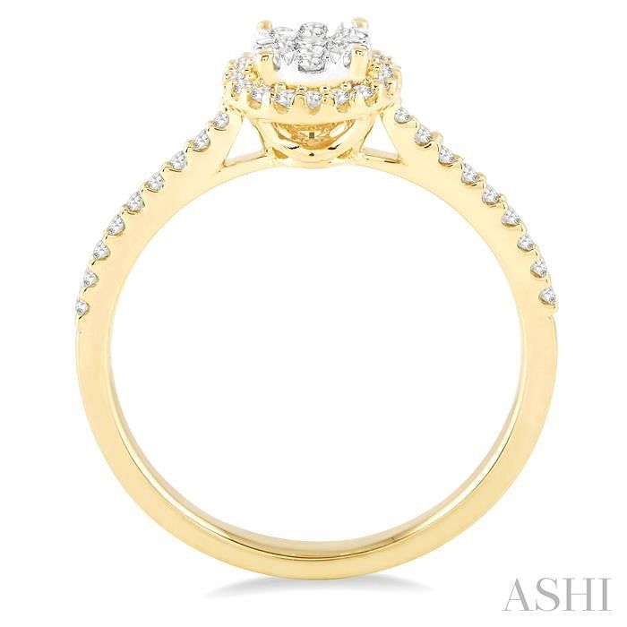 ASHI Round Shape Halo Lovebright Essential Diamond Engagement Ring 13295PPFGYW