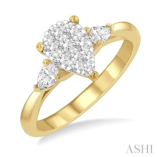ASHI Pear Shape Lovebright Diamond Engagement Ring 133G3PPFHYW
