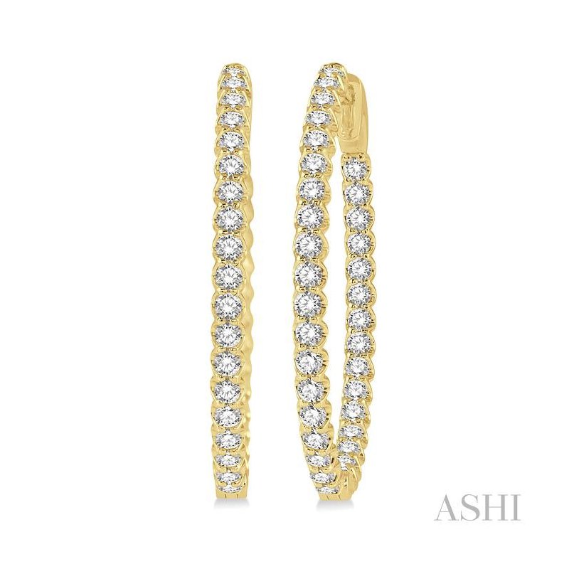 ASHI Inside-Out Diamond Oval Hoop Earrings 624B0PPFGERYG-2.00