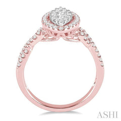 ASHI Marquise Shape Halo Lovebright Diamond Engagement Ring 13512PPFVPG