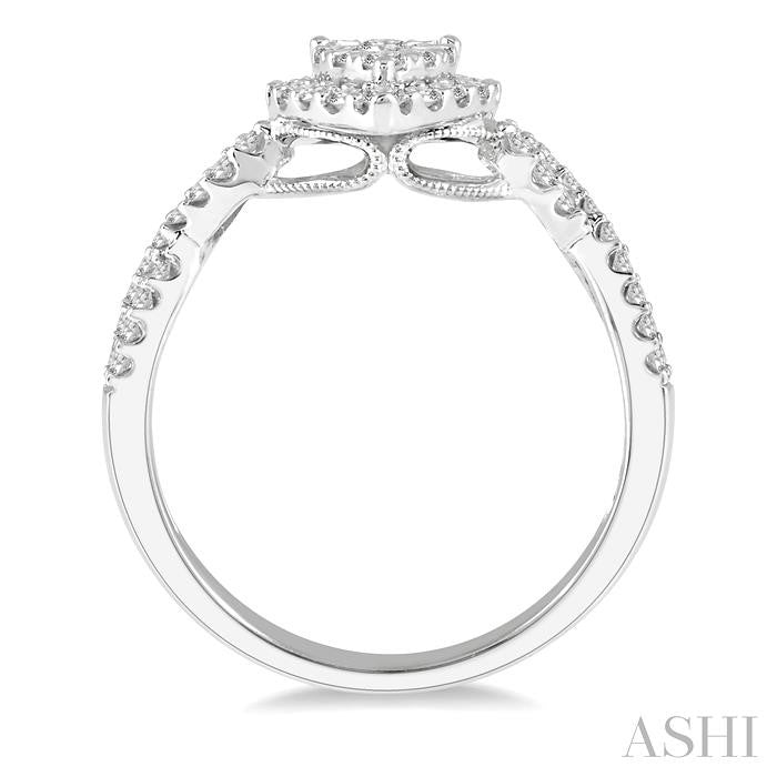 ASHI Pear Shape Halo Lovebright Diamond Engagement Ring 13522PPFGWG