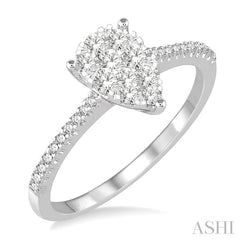 ASHI Pear Shape Lovebright Essential Diamond Engagement Ring 135C3PPFVWG