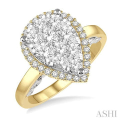 ASHI Pear Shape Halo Lovebright Essential Diamond Ring 135E1PPFVYW