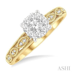 ASHI Round Shape Lovebright Diamond Engagement Ring 137G4PPFGYW