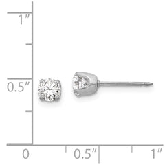 138E Inverness 14k White Gold 4.25mm CZ Post Earrings