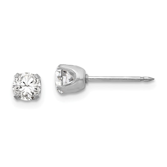 138E Inverness 14k White Gold 4.25mm CZ Post Earrings