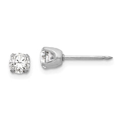 138E Inverness 14k White Gold 4.25mm CZ Post Earrings