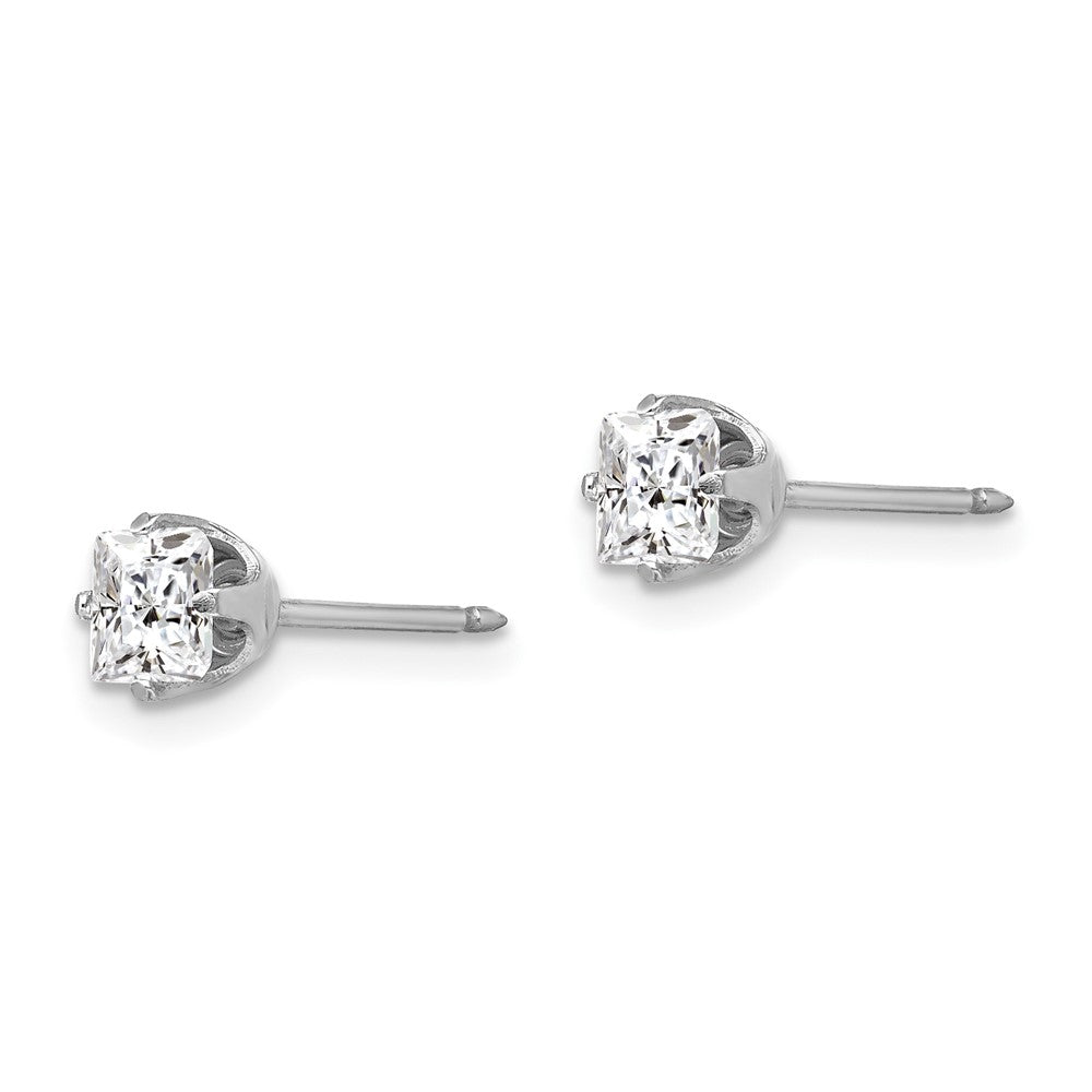 139E Inverness 14k White Gold 5mm Sq CZ Post Earrings