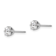 139E Inverness 14k White Gold 5mm Sq CZ Post Earrings