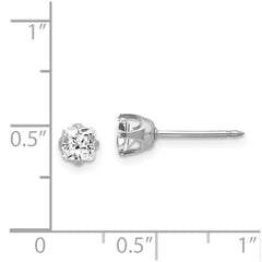 139E Inverness 14k White Gold 5mm Sq CZ Post Earrings