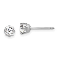 139E Inverness 14k White Gold 5mm Sq CZ Post Earrings