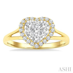 ASHI Heart Shape Halo Lovebright Diamond Engagement Ring 139G3PPFGYW