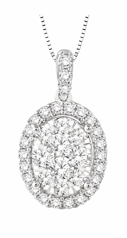 Parkplace Jewelers Oval Shape Halo Lovebright Essential Diamond Pendant 96071PPFVPDWG