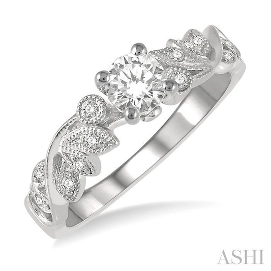 ASHI Round Shape Semi-Mount Diamond Engagement Ring 14038PPFHWG-SM