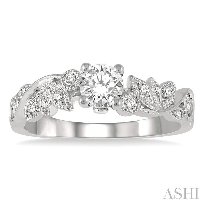 ASHI Round Shape Semi-Mount Diamond Engagement Ring 14038PPFHWG-SM