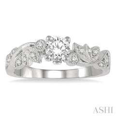 ASHI Round Shape Semi-Mount Diamond Engagement Ring 14038PPFHWG-SM