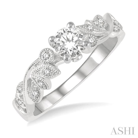 ASHI Round Shape Semi-Mount Diamond Engagement Ring 14039PPFGWG-SM
