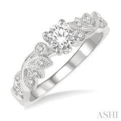 ASHI Round Shape Semi-Mount Diamond Engagement Ring 14039PPFGWG-SM