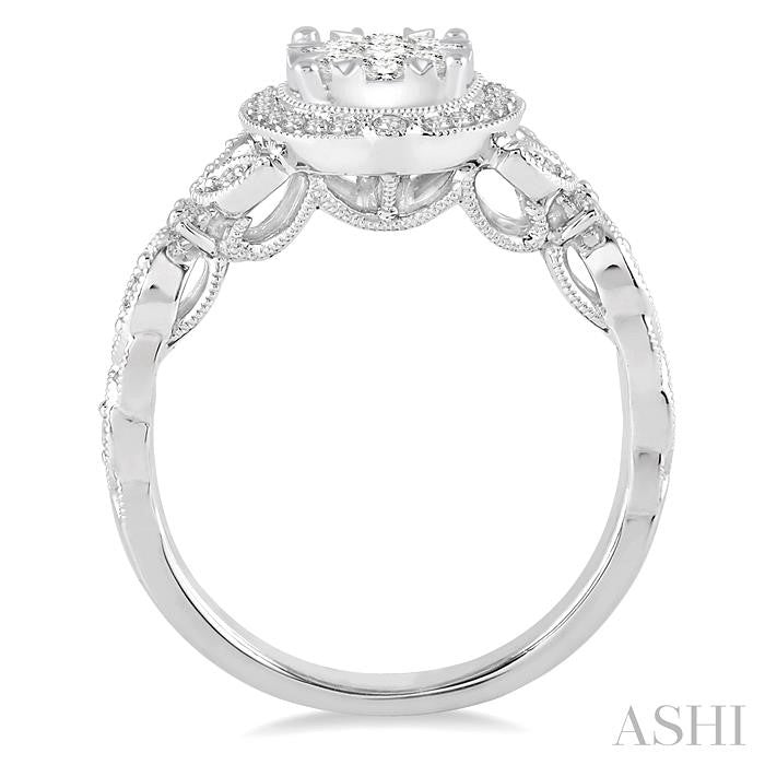 ASHI Round Shape Halo Lovebright Diamond Engagement Ring 140A3PPFGWG