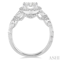 ASHI Round Shape Halo Lovebright Diamond Engagement Ring 140A3PPFGWG