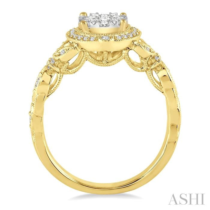 ASHI Round Shape Halo Lovebright Diamond Engagement Ring 140A3PPFGYW