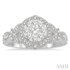 ASHI Round Shape Halo Lovebright Diamond Engagement Ring 140A3PPFVWG