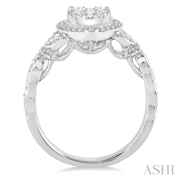 ASHI Round Shape Halo Lovebright Diamond Engagement Ring 140A3PPFVWG