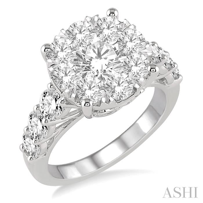 ASHI Round Shape Lovebright Essential Diamond Engagement Ring 140D0PPEVWG-2.00