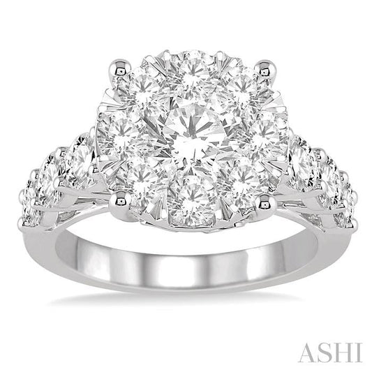 ASHI Round Shape Lovebright Essential Diamond Engagement Ring 140D0PPEVWG-2.00