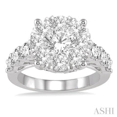 ASHI Round Shape Lovebright Essential Diamond Engagement Ring 140D0PPEVWG-2.00