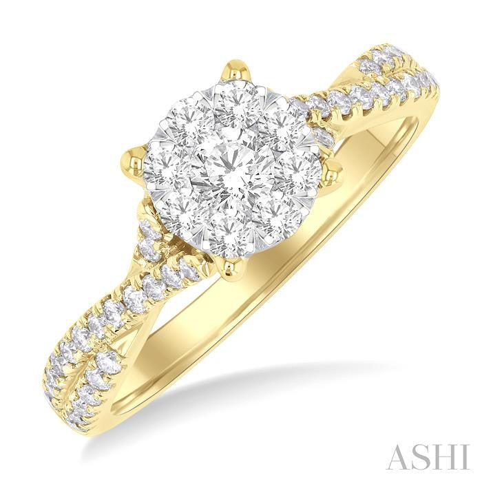 ASHI Round Shape Lovebright Diamond Engagement Ring 140G2PPFGYW