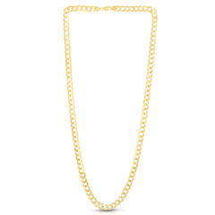 Yellow Gold Diamond Cut/ Textured Lite Curb Necklace