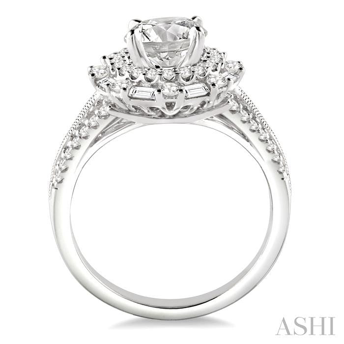 ASHI Round Shape Semi-Mount Halo Diamond Engagement Ring 14122PPFRWG-SM